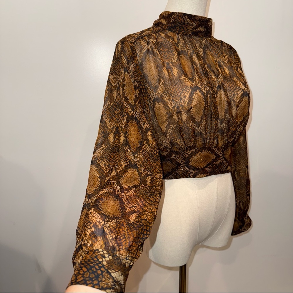 Zara Brown Snake Print Blouse